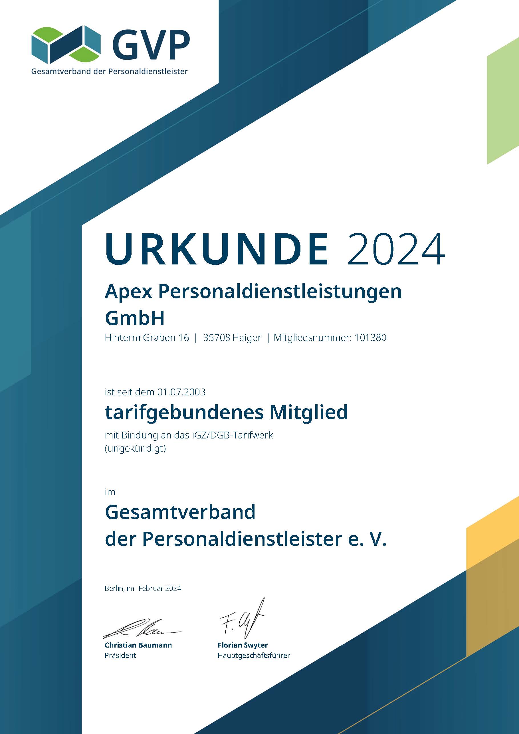 GVP Urkunde